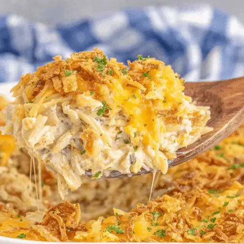 French Onion Chicken Orzo Casserole Recipe