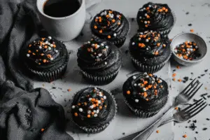 Halloween Moist Black Velvet Cupcakes