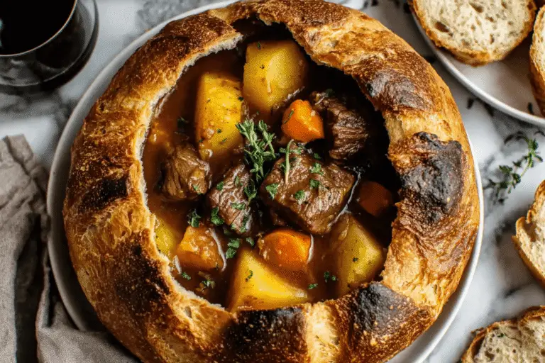 Hearty Beef Stew in Bread Bowls Recipe