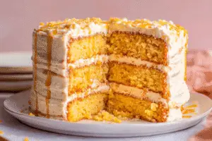 Honey Cornbread Cake with Honey Butter Frosting