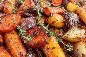 Maple Dijon Roasted Apples & Carrots