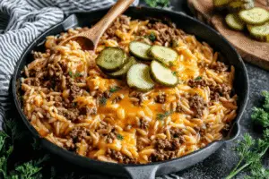 One-Pot Cheeseburger Orzo Skillet