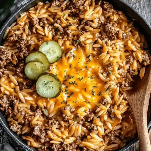 One-Pot Cheeseburger Orzo Skillet Recipe