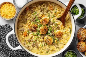 One-Pot Macaroni Cheeseburger Soup