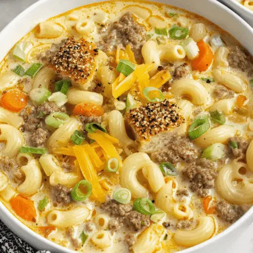 One-Pot Macaroni Cheeseburger Soup Recipe