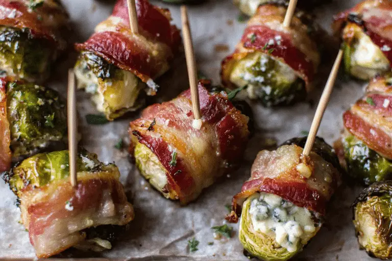 Roasted Brussels Sprouts With Blue Cheese And Bacon Bites Recipe