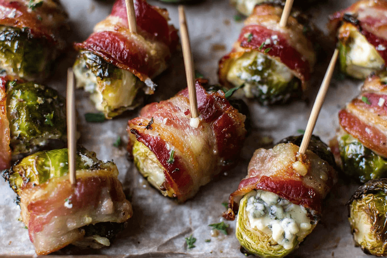 Roasted Brussels Sprouts With Blue Cheese And Bacon Bites Recipe