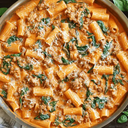 Sausage Rigatoni with Spinach Recipe