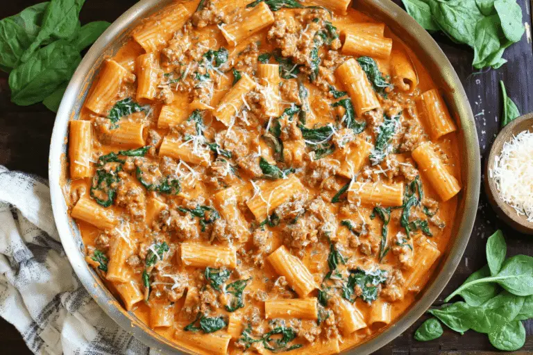 Sausage Rigatoni with Spinach Recipe