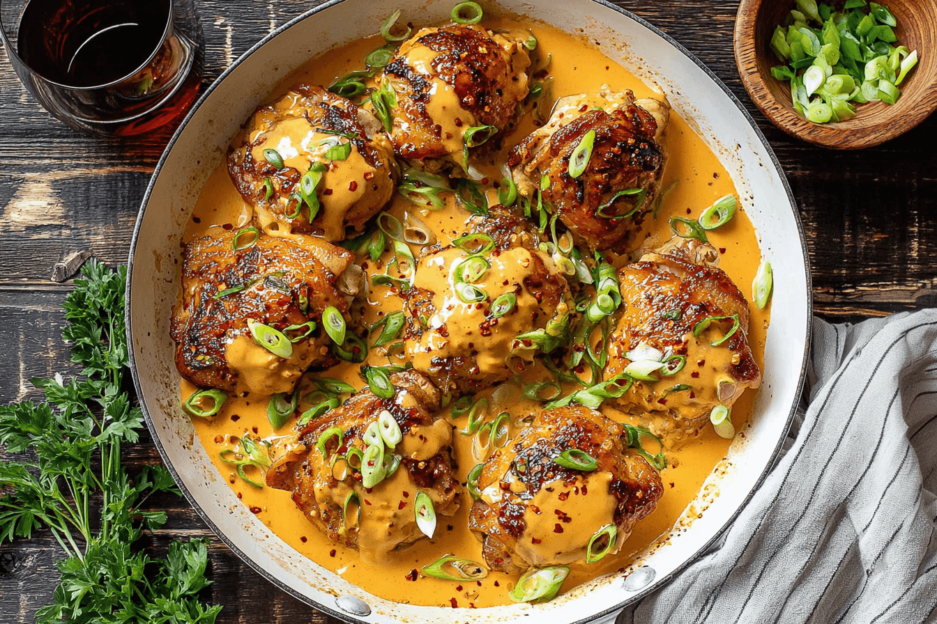 Skillet Bang Bang Chicken Thighs Recipe