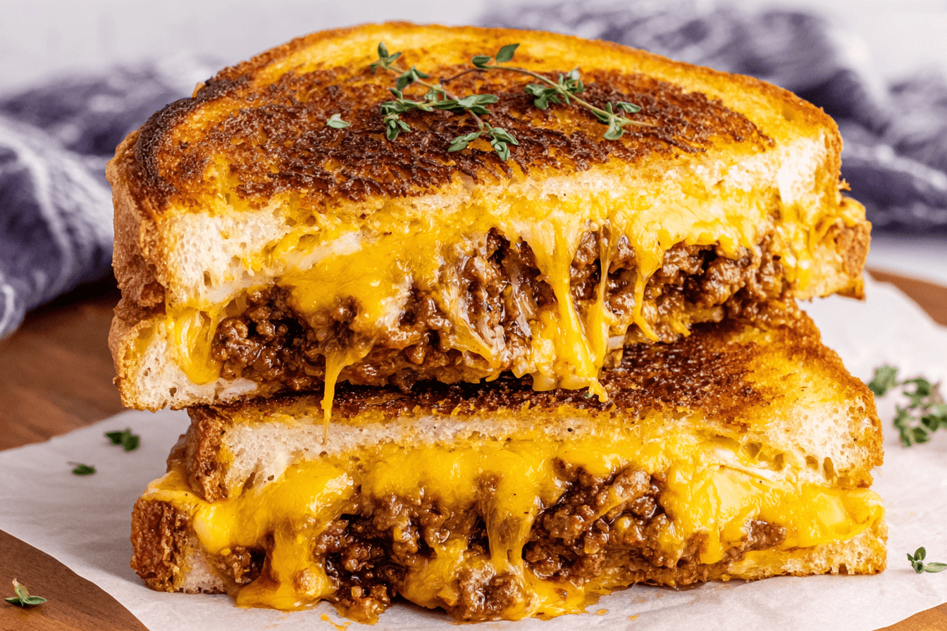 Sloppy Joe Grilled Cheese Sandwiches - Easy Comfort Food Recipe