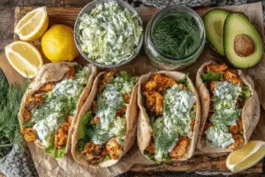 Smoky Chicken Pita with Herby Ranch Slaw