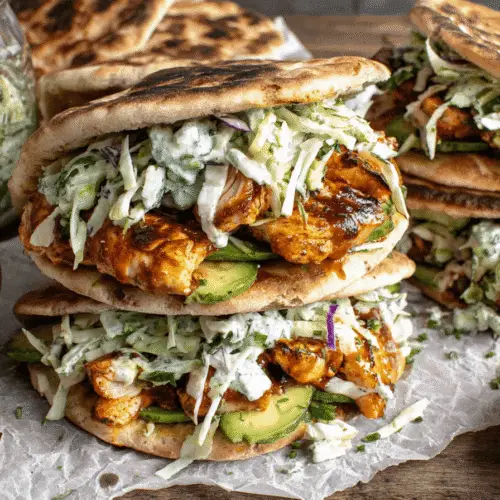 Smoky Chicken Pita with Herby Ranch Slaw Recipe