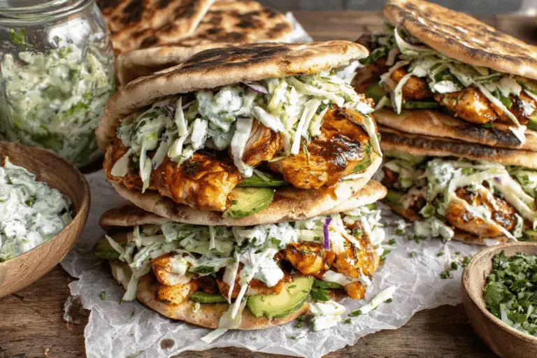Smoky Chicken Pita with Herby Ranch Slaw Recipe