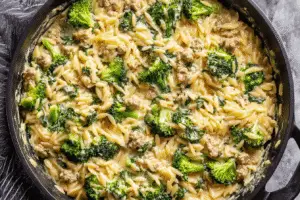 Turkey and Broccoli Orzo Skillet
