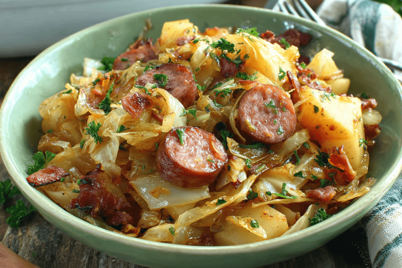 Braised Cabbage With Potatoes And Smoked Sausages Recipe