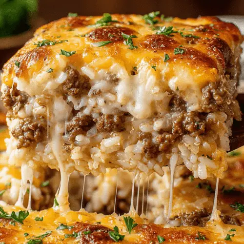 Cheesy Beef and Rice Casserole Recipe