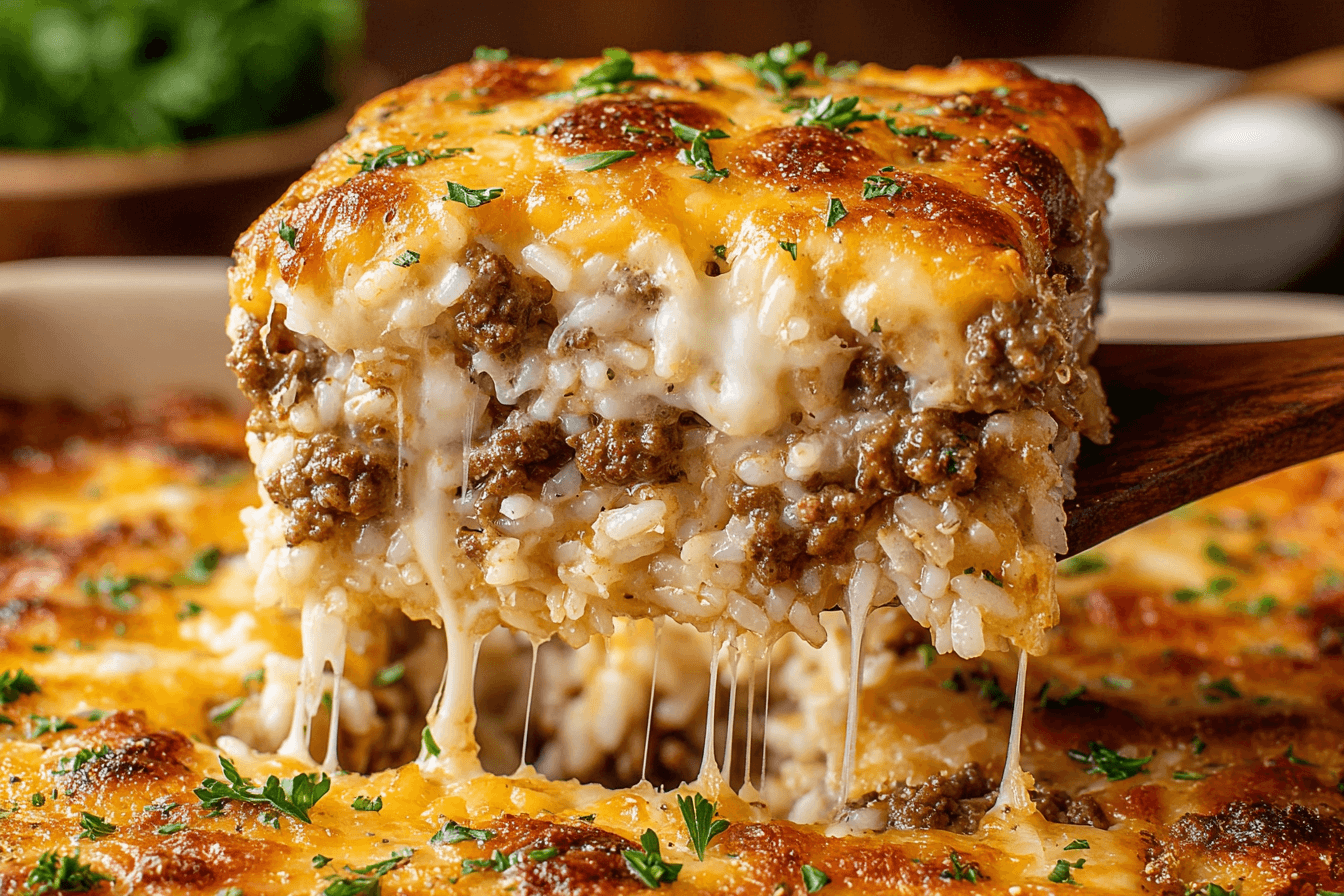 Cheesy Beef and Rice Casserole Recipe