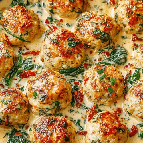 Creamy Garlic Spinach Turkey Meatballs Recipe