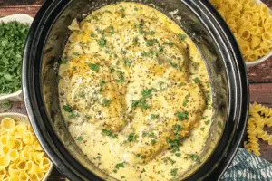 Creamy Italian Crockpot Angel Chicken Pasta