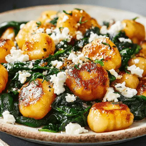 Crispy Gnocchi with Spinach and Feta Recipe