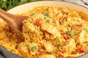 Easy One Pot Queso Chicken And Rice