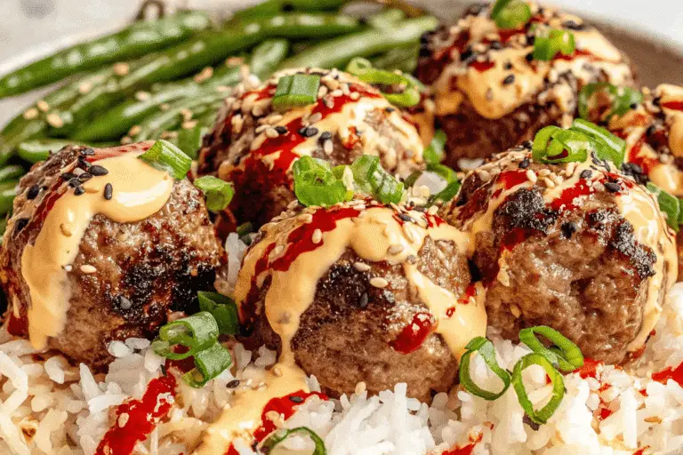 Firecracker Meatballs with Coconut Rice Recipe