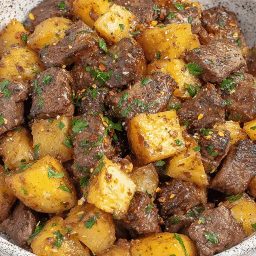 Garlic Butter Steak Bites And Potatoes Recipe