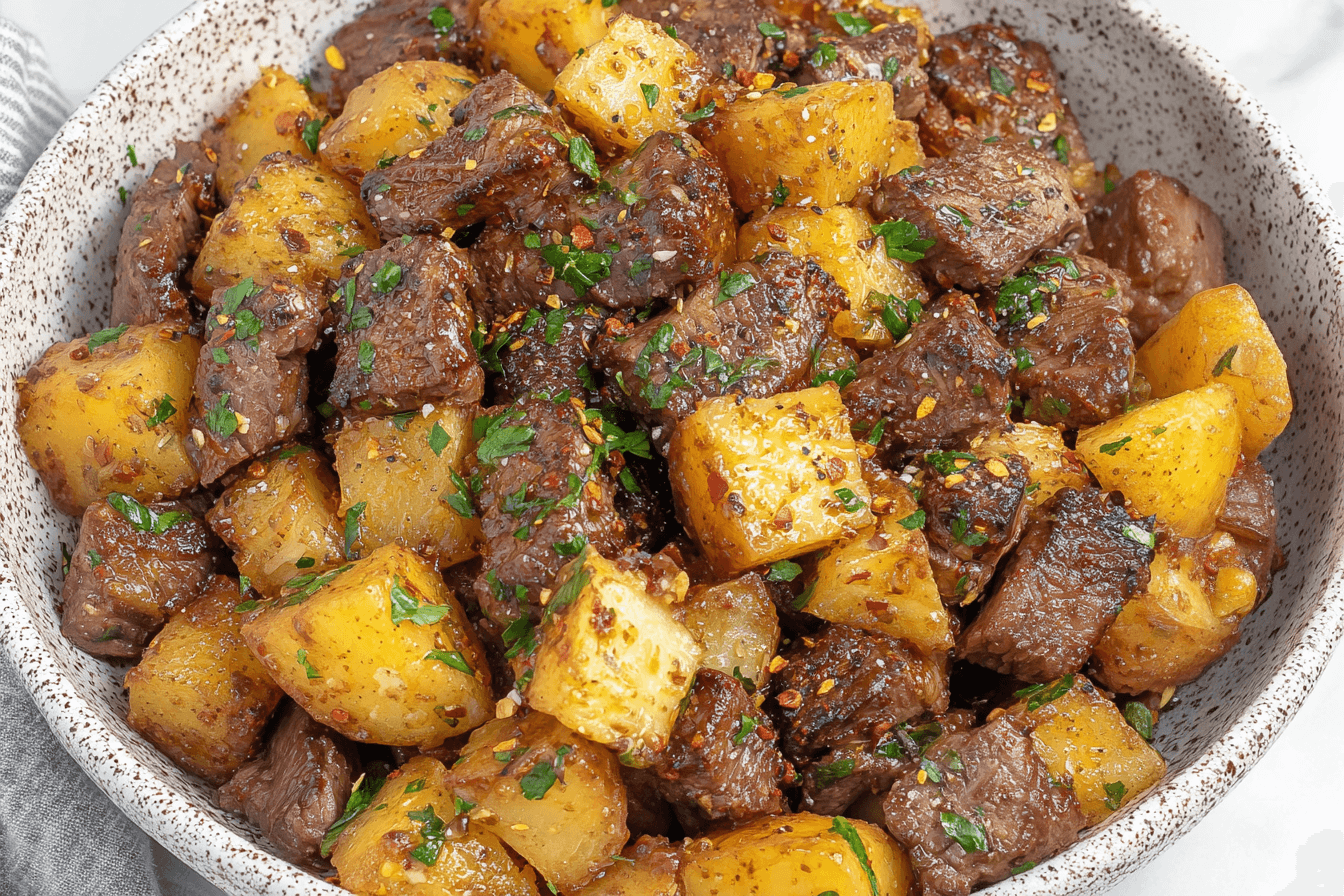 Garlic Butter Steak Bites And Potatoes Recipe