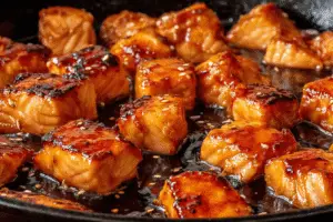 Honey Garlic Salmon Bites