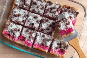 Magic Raspberry Chocolate Coconut Bars