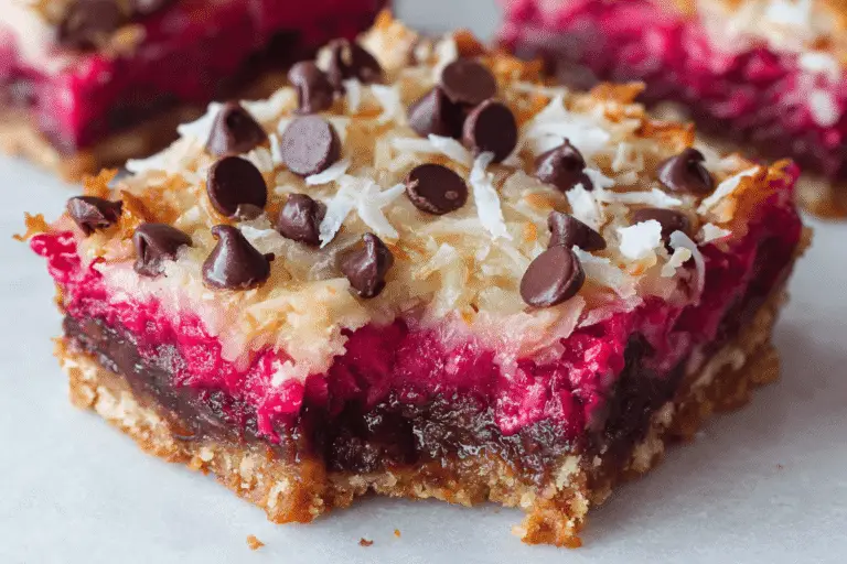 Magic Raspberry Chocolate Coconut Bars