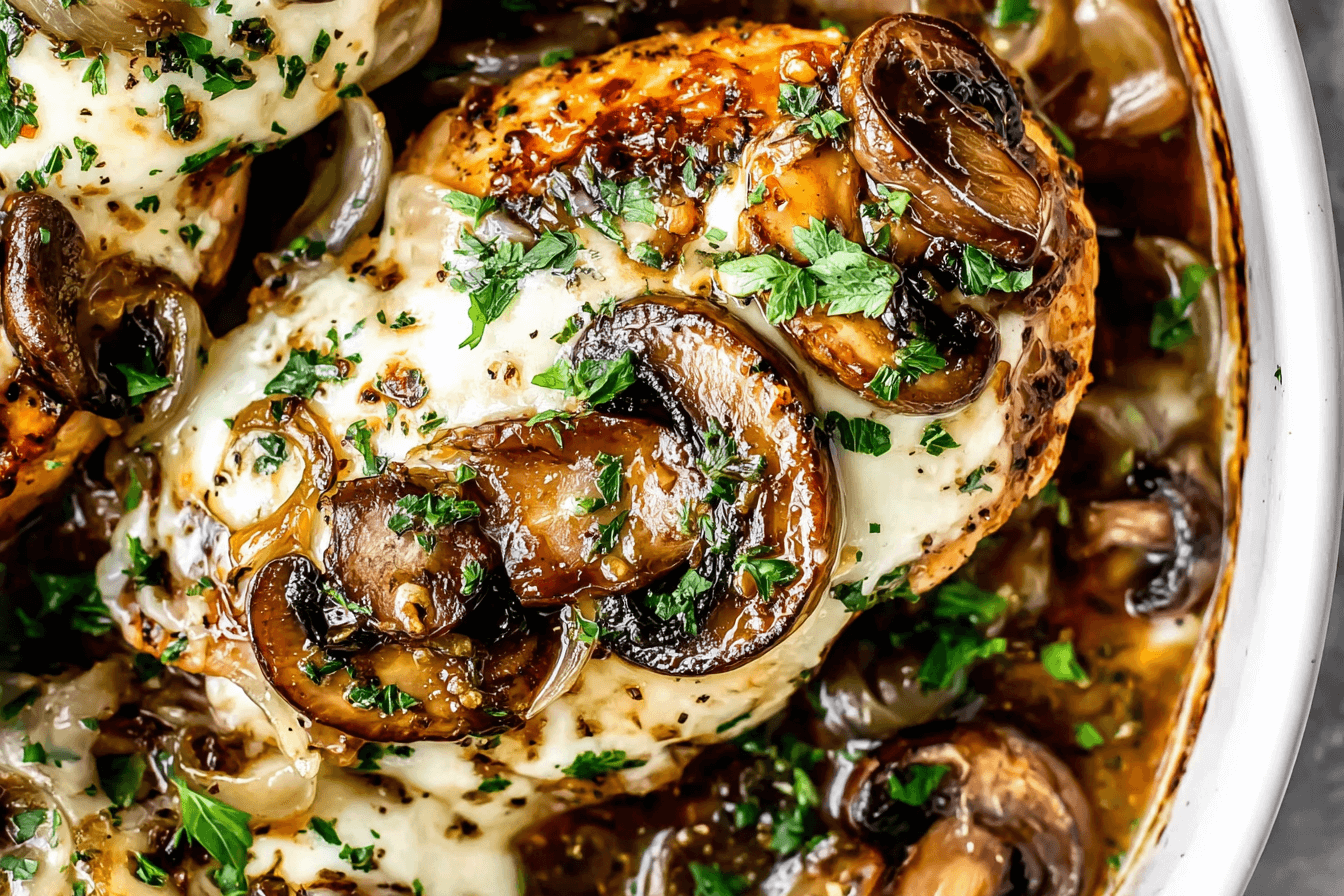 Mushroom Mozzarella Chicken Bake Recipe