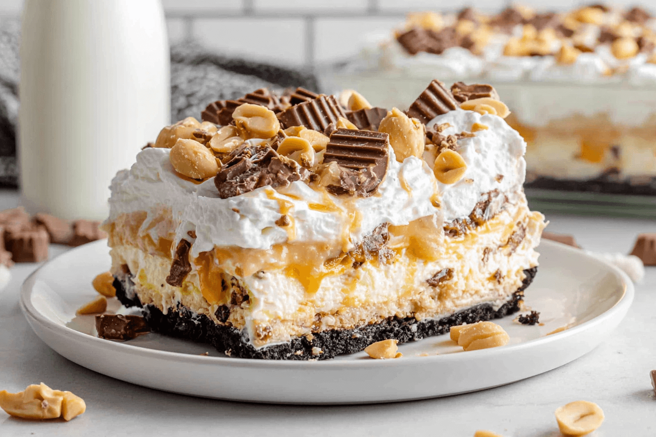 No-Bake Turtle Lasagna Dessert Recipe