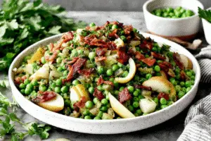 Pancetta and Pear Peas