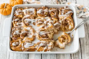 Pumpkin Cinnamon Roll Casserole