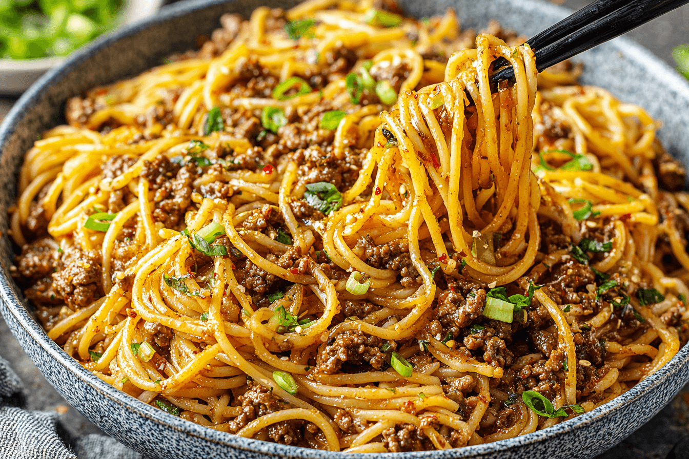 Asian-Style Ground Beef Spaghetti Recipe