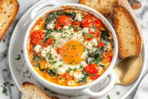Baked Feta and Tomato Breakfast Skillet