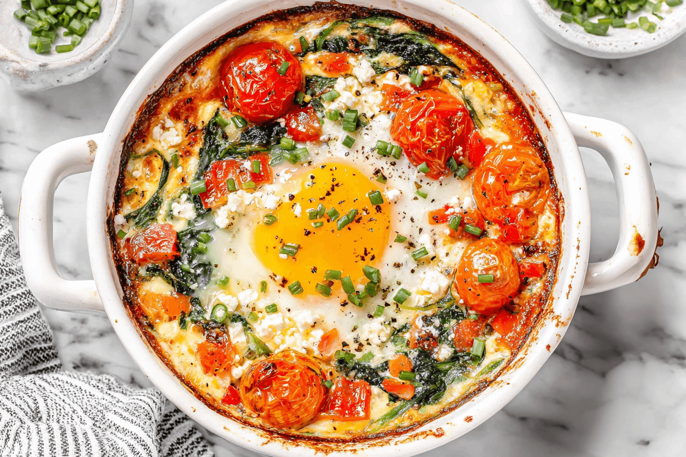 Baked Feta and Tomato Breakfast Skillet Recipe