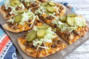 Cheesy Beef Flatbread Pizza