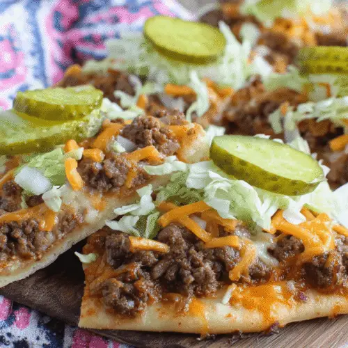 Cheesy Beef Flatbread Pizza Recipe