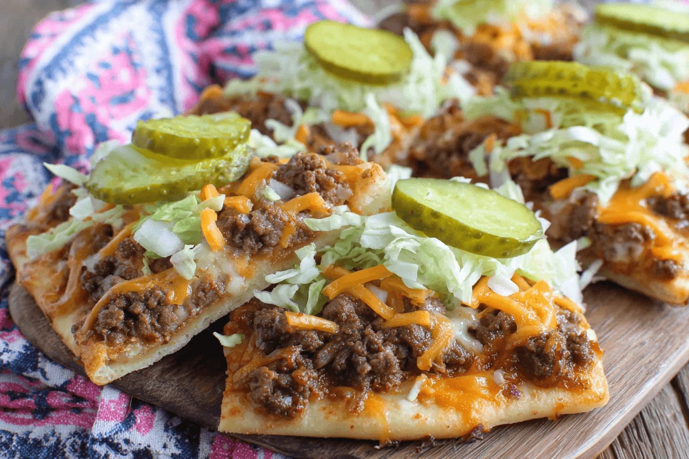 Cheesy Beef Flatbread Pizza Recipe