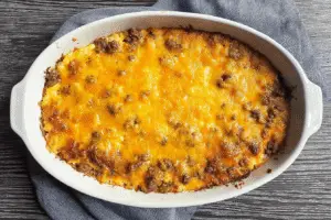 Cheesy Beef and Cauliflower Casserole