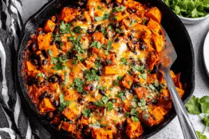 Cheesy Butternut Squash Enchilada Skillet