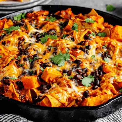 Cheesy Butternut Squash Enchilada Skillet Recipe