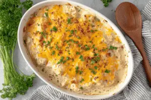 Cheesy Chicken and Cauliflower Casserole