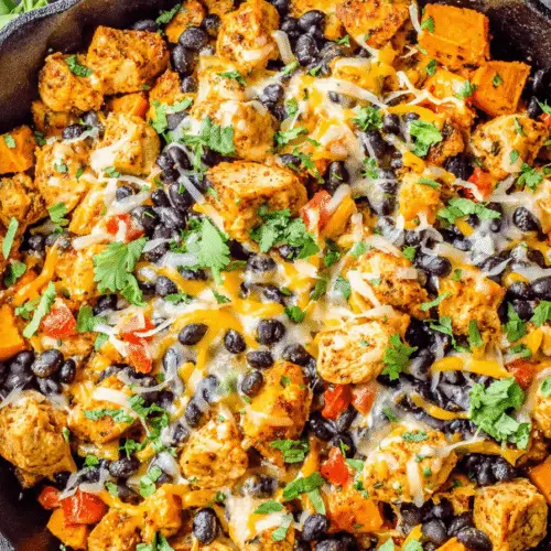 Cheesy Chicken and Sweet Potato Skillet Recipe