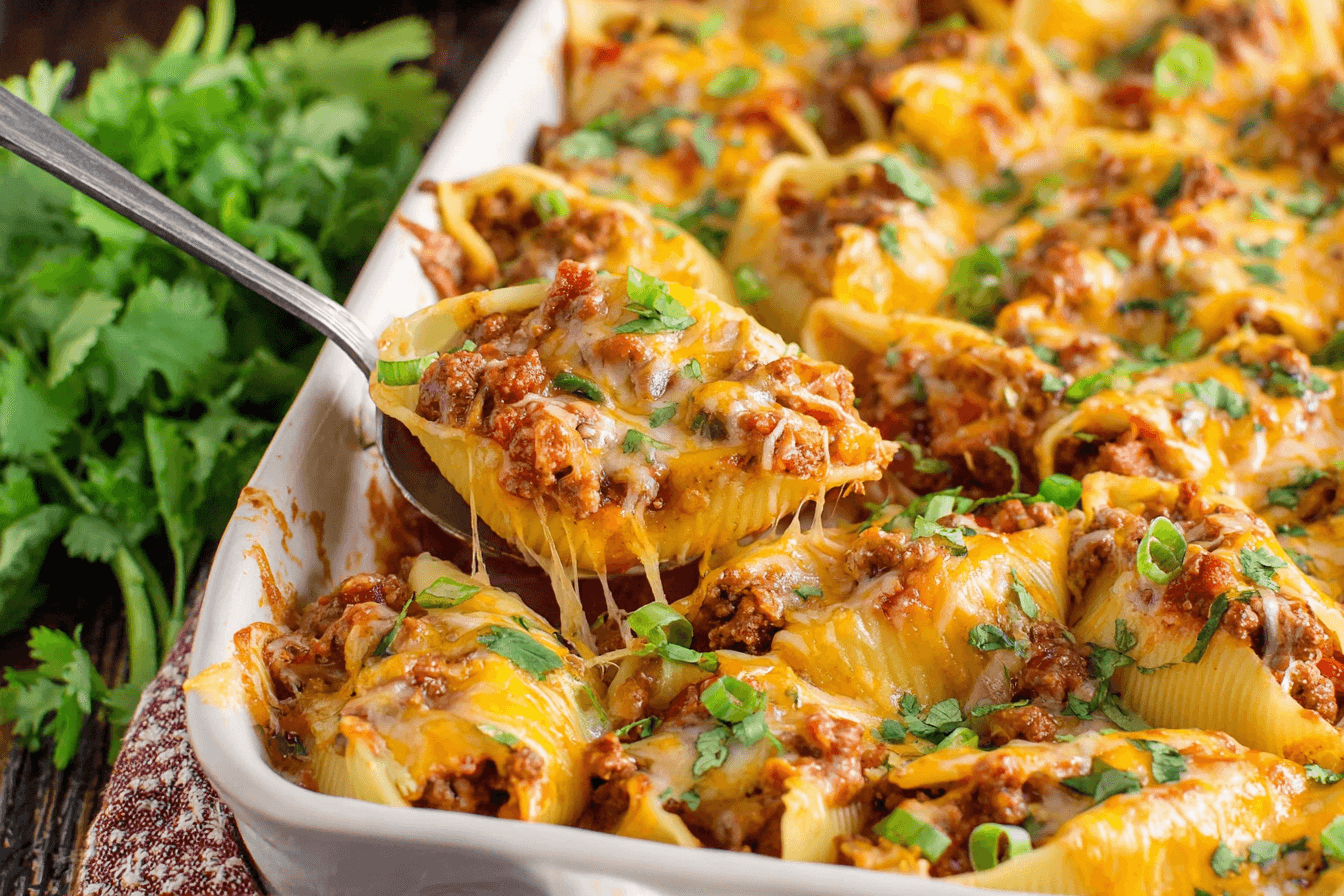 Cheesy Taco Stuffed Pasta Shells Recipe