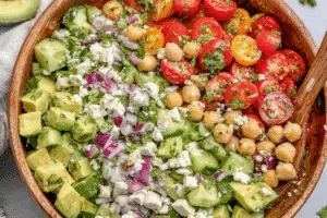 Chickpea Feta Avocado Salad
