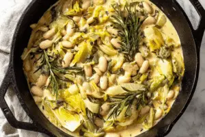Creamy Rosemary Butter Beans with Leeks
